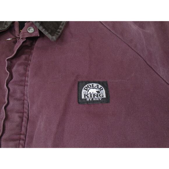 VTG 90s Canvas Santa Fe Quilt Lined Jacket Mens Plum XXL Corduroy Collar Work - Picture 3 of 16